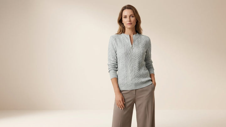 Elin – Luxe Kabeltrui met Split Hals