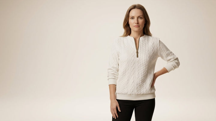 Elin – Luxe Kabeltrui met Split Hals