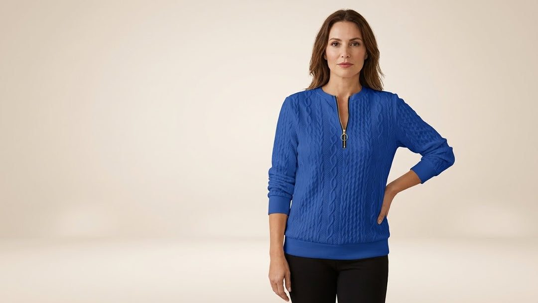 Elin – Luxe Kabeltrui met Split Hals