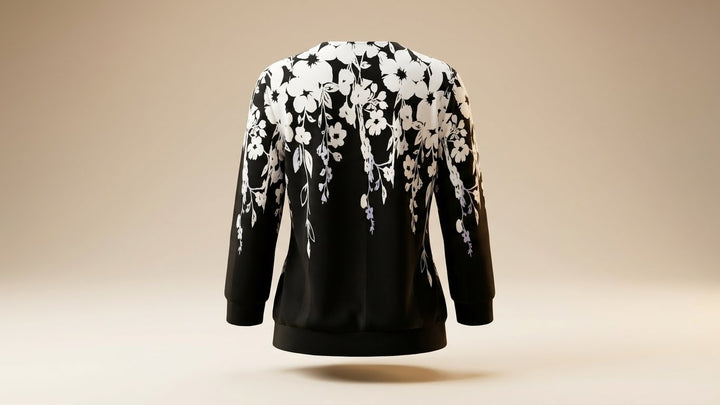 Fay – Zwarte Bloemen Zipper Top