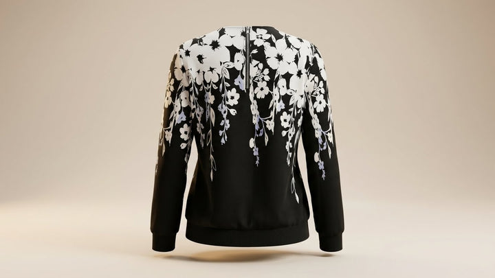 Fay – Zwarte Bloemen Zipper Top