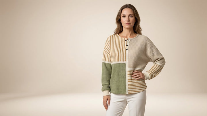 Fenna – Moderne Patchwork Trui